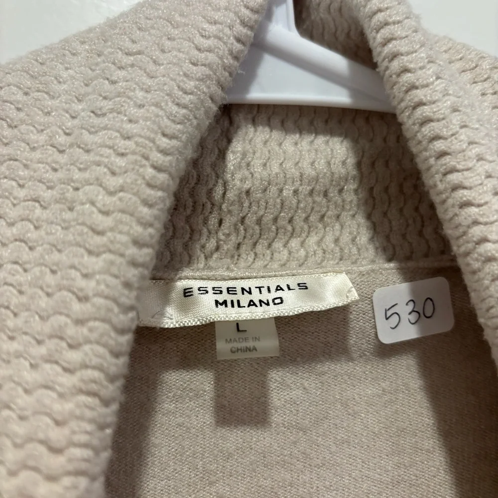 Essentials Milano Womens Beige Open Front Shawl Collar Knit Cardigan‎ Sweater L